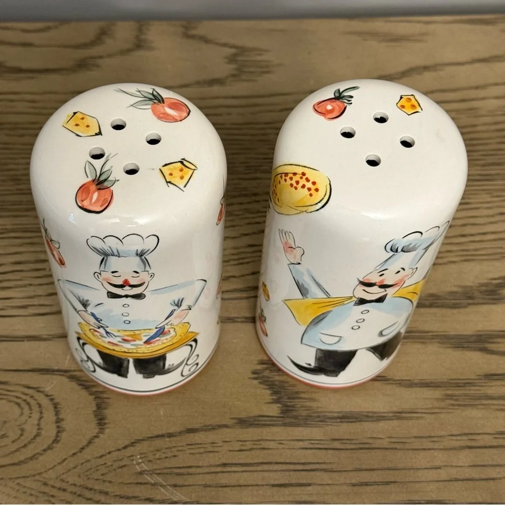 Vintage Ceramic Classic Parmesan Cheese & Hot Pepper Flake Shaker Jars